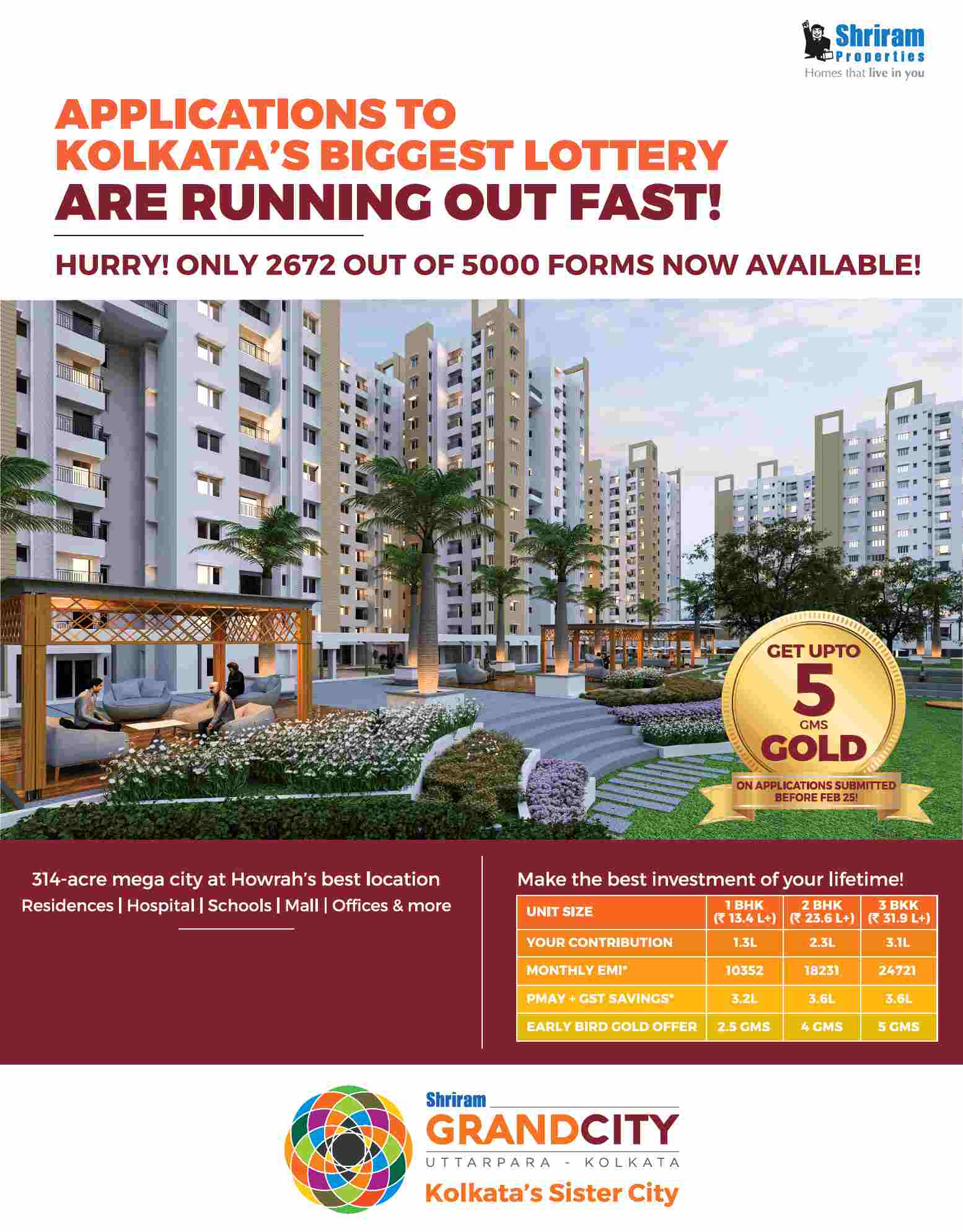 Make the best investment of your lifetime at Shriram Grand City in Kolkata